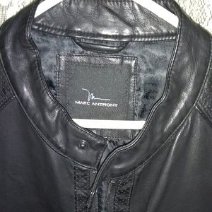 MARC ANTHONY SLIM-FIT FAUX BOOMER LEATHER JACKET
